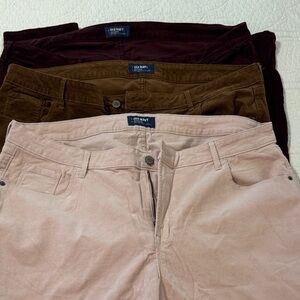 3 Pair Old Navy Rocket Corduroy Jeans  in Pink, Brown, and Burgundy